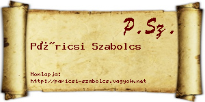 Páricsi Szabolcs névjegykártya